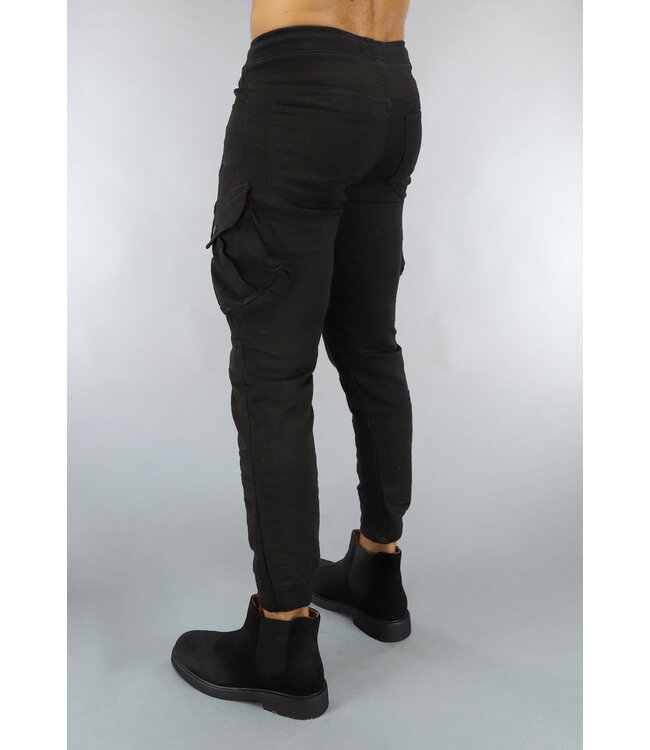 NEW0610 Zwarte Heren Stretch Cargo Broek