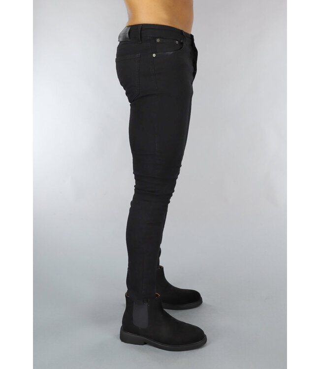OP=OP.14 Basic Zwarte Heren Jeans met Knoopsluiting