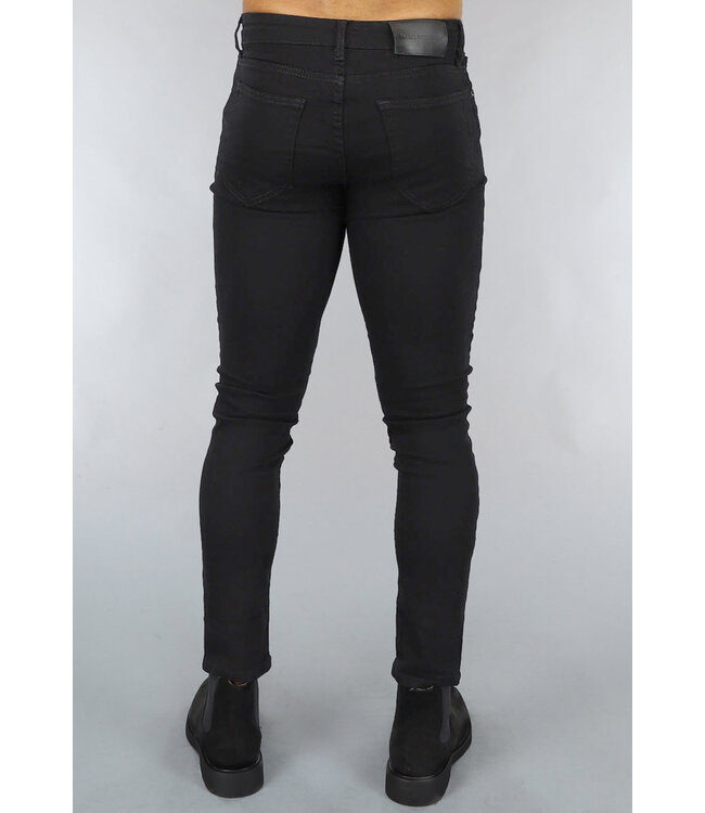 OP=OP.14 Basic Zwarte Heren Jeans met Knoopsluiting