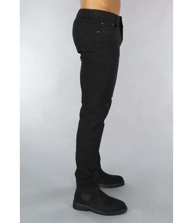 NEW0610 Simpele Zwarte Heren Jeans