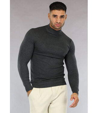Antraciet Mannen Trui met Turtleneck