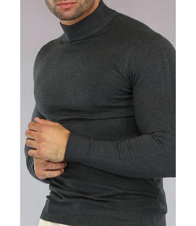 NEW0610 Antraciet Mannen Trui met Turtleneck