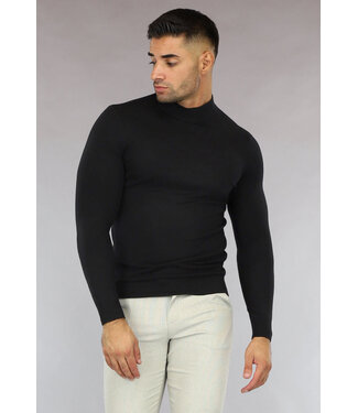 Basic Heren Turtleneck Trui in Zwart