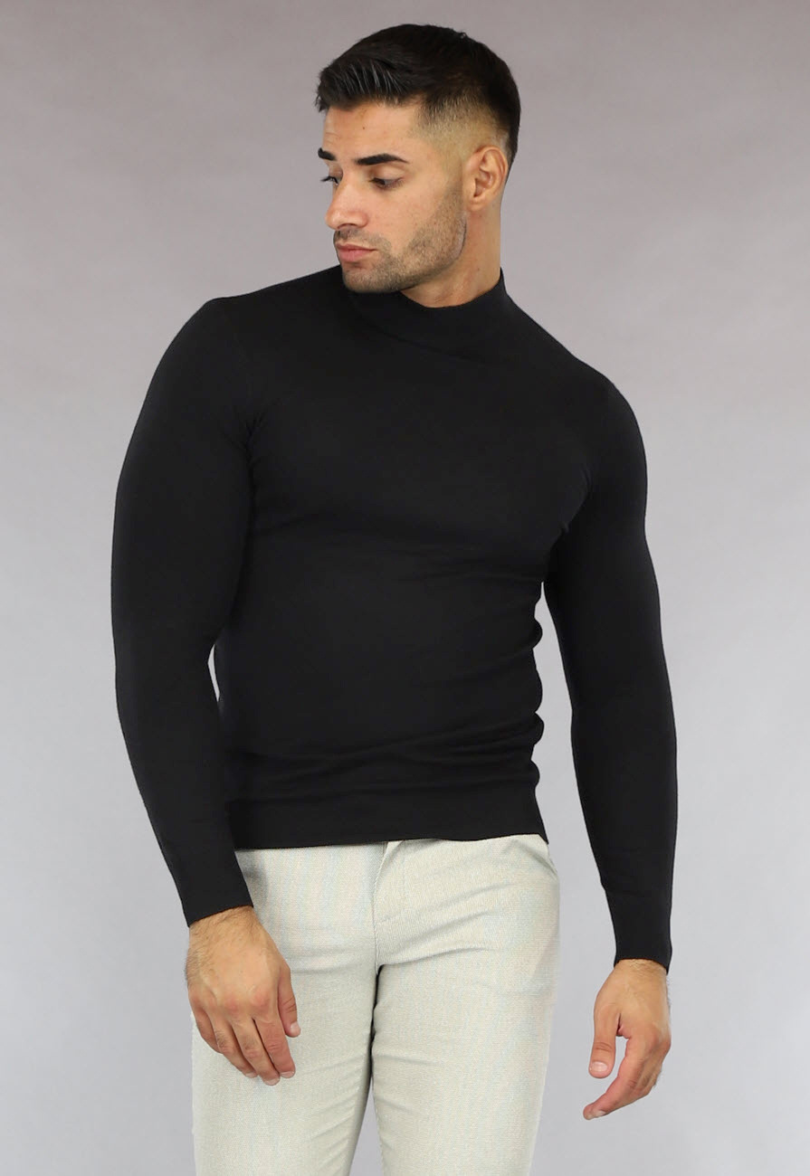 Turtleneck Zwarte Basic Trui Basic Heren Turtleneck Trui In Zwart