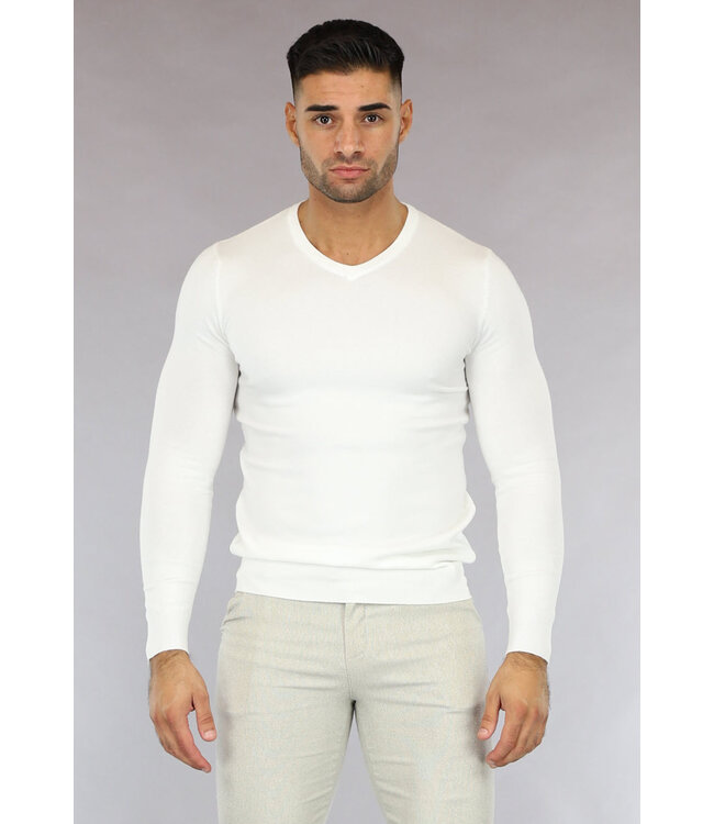 Witte V Hals Heren Trui Black Leo