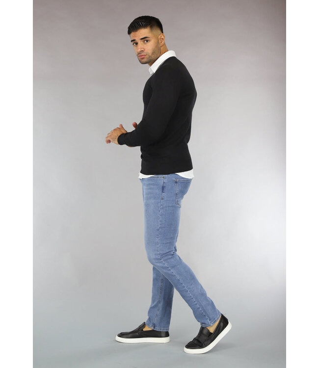 Zwarte Heren Pullover Trui met V Hals