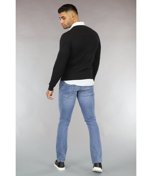 Zwarte Heren Pullover Trui met V Hals