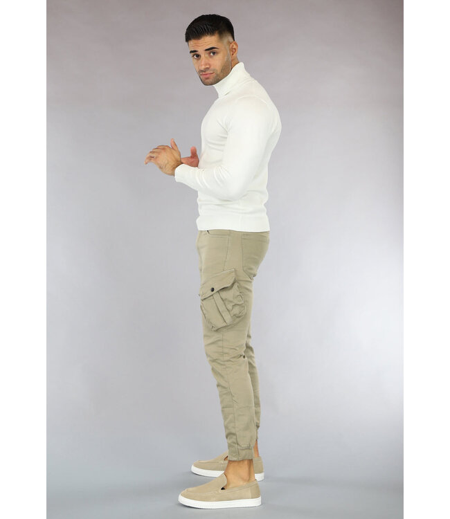 Basic Witte Heren Trui met Hoge Col