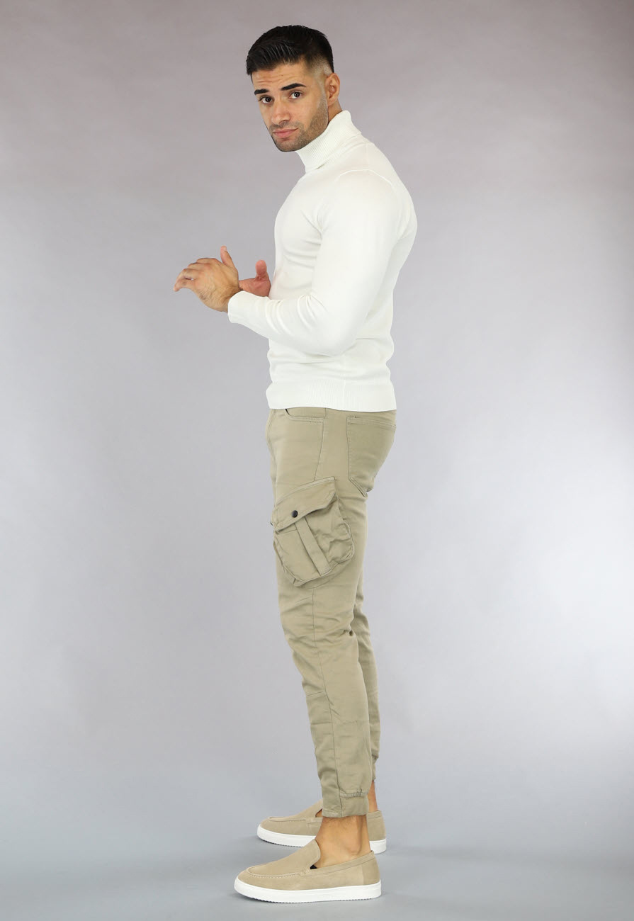 crazy bean Wintertrui voor heren met hoge kraag, coltrui, patchwork, sweatshirt met rolkraag, slim fit, Grijs, L