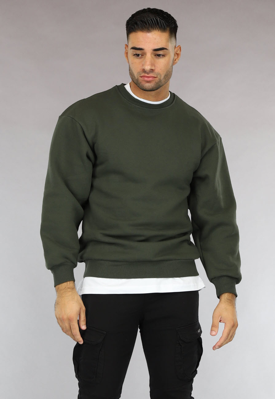 Legergroene Oversized Heren Trui zonder Capuchon Black Leo