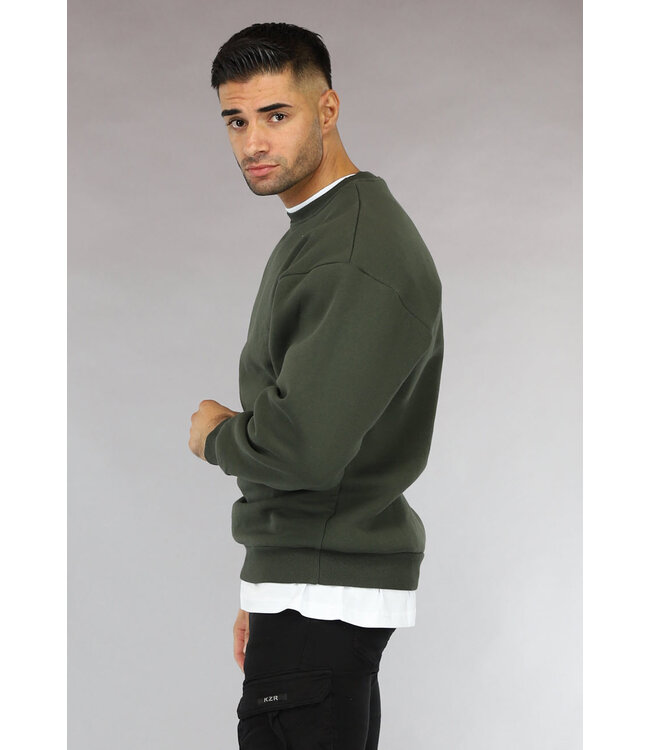 Legergroene Oversized Heren Trui zonder Capuchon