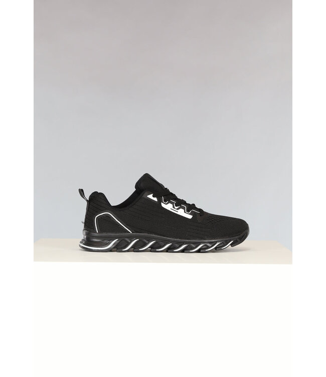 Zwarte Sportieve Heren Sneakers met Vlecht Zool