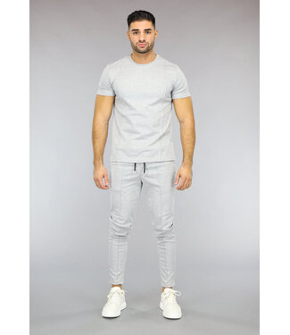 Grijze Heren Two Piece met Bies