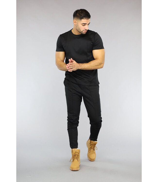 Zwarte Heren Two Piece met Bies
