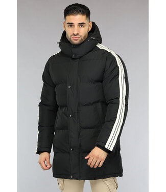 Zwarte Padded Heren Winterjas met Capuchon