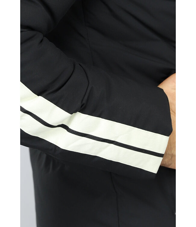 Zwarte Padded Heren Winterjas met Streepdetail