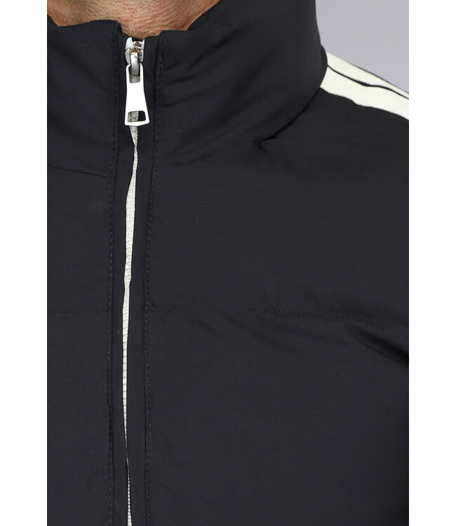 Zwarte Padded Heren Winterjas met Streepdetail
