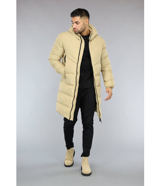 Goudbruine Lange Winterjas voor Mannen