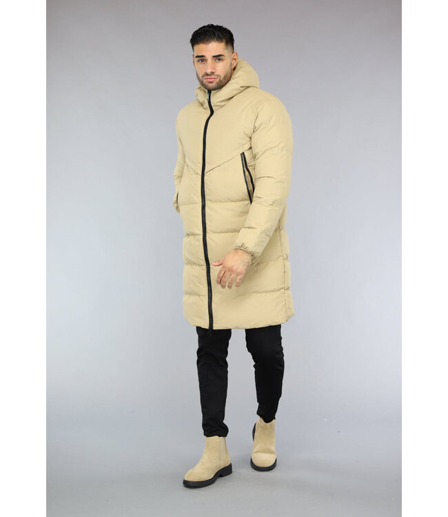 Goudbruine Lange Winterjas voor Mannen