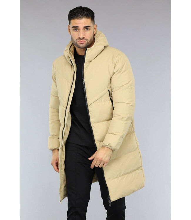 Goudbruine Lange Winterjas voor Mannen