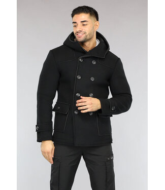 Zwarte Heren Trenchcoat met Knoopsluiting