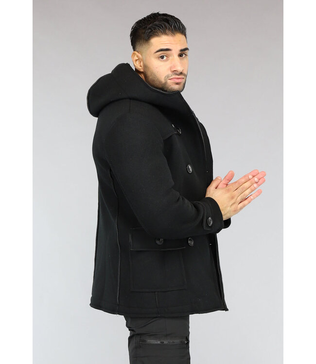 Zwarte Heren Trenchcoat met Knoopsluiting