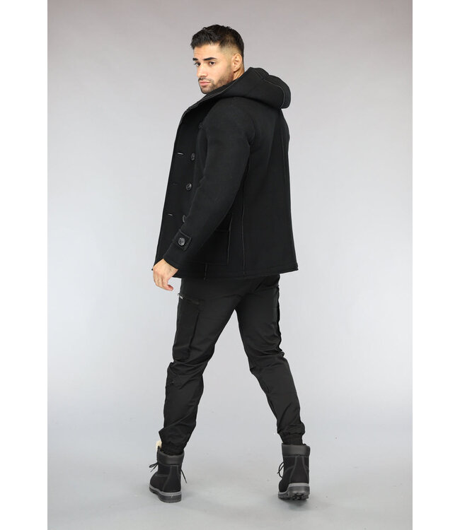 Zwarte Heren Trenchcoat met Knoopsluiting