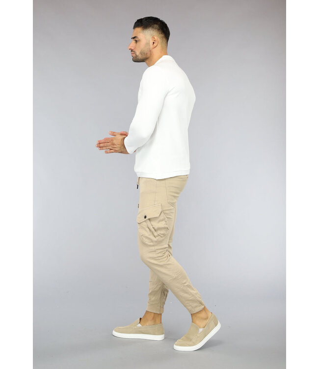 NEW2710 Beige Heren Stretch Cargo Broek