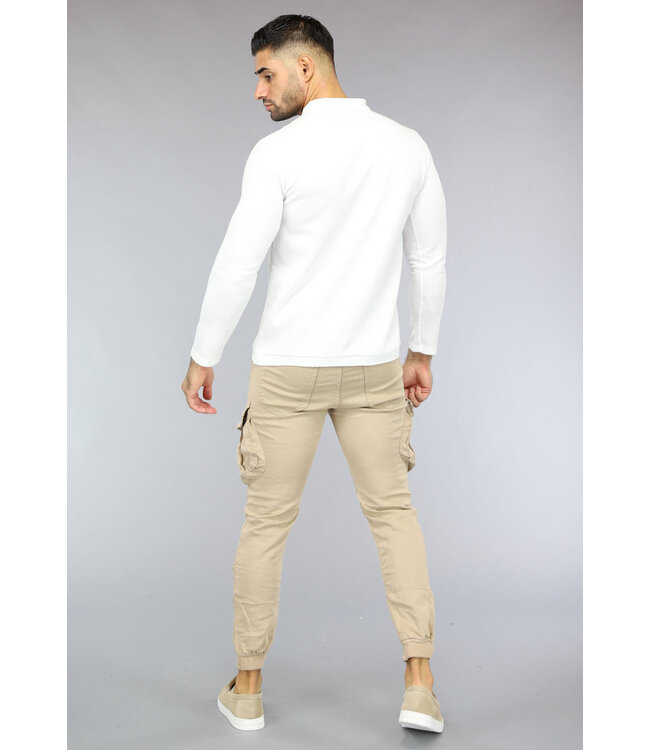 NEW2710 Beige Heren Stretch Cargo Broek