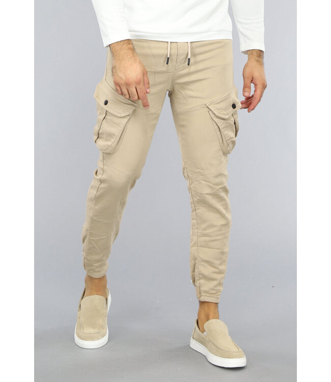 Beige Heren Stretch Cargo Broek