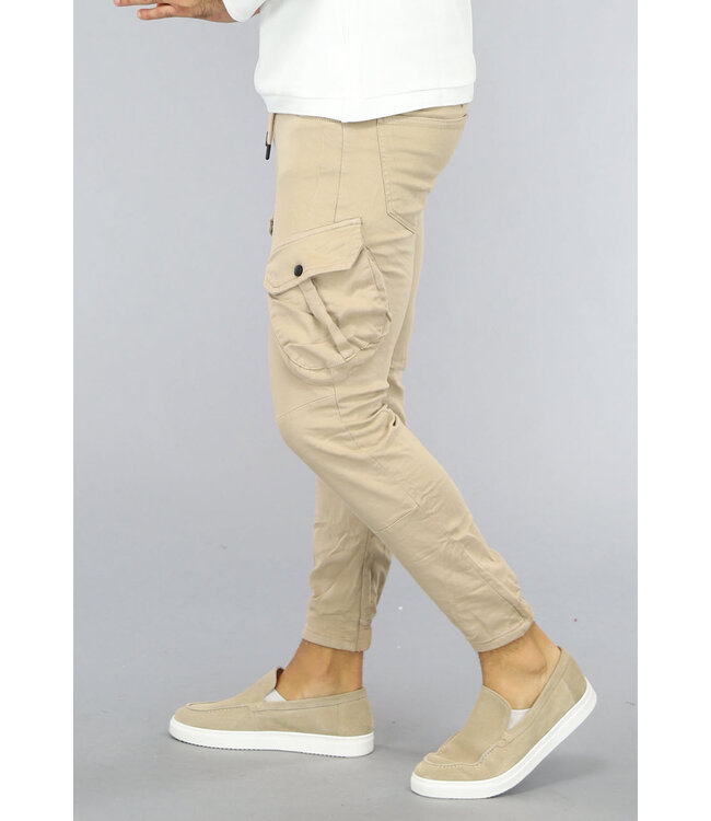 NEW2710 Beige Heren Stretch Cargo Broek