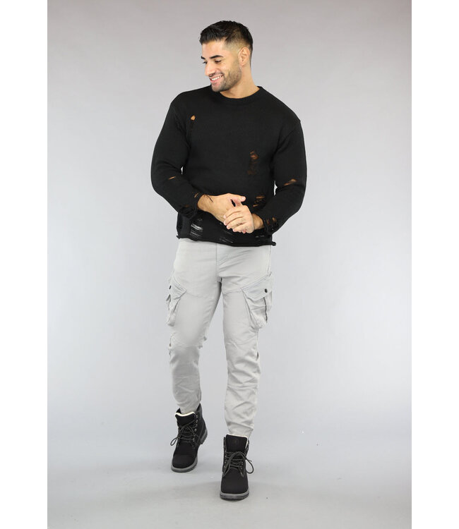 Grijze Heren Stretch Cargo Broek