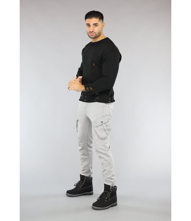 Grijze Heren Stretch Cargo Broek