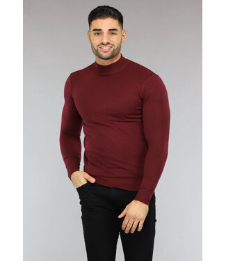 Comfortabele Bordeaux Rode Heren Trui met Col