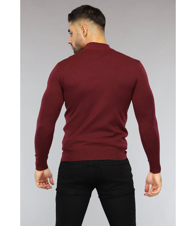 Comfortabele Bordeaux Rode Heren Trui met Col
