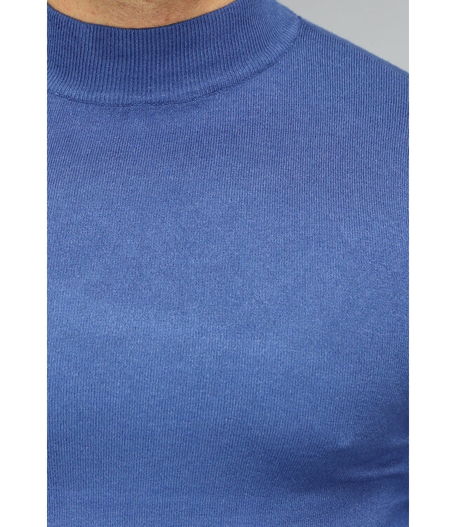 Blauwe Mannen Turtleneck Trui