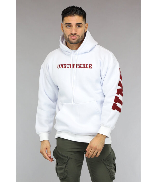 Witte Heren Hoodie met Unstoppable Tekst