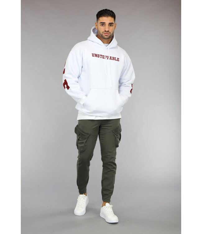 Witte Heren Hoodie met Unstoppable Tekst