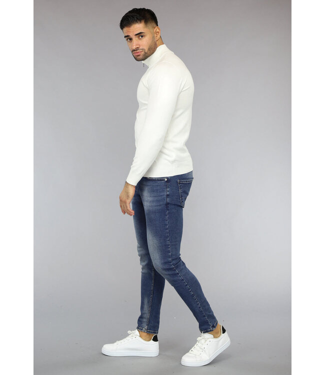 Witte Mannen Turtleneck Trui met Rits