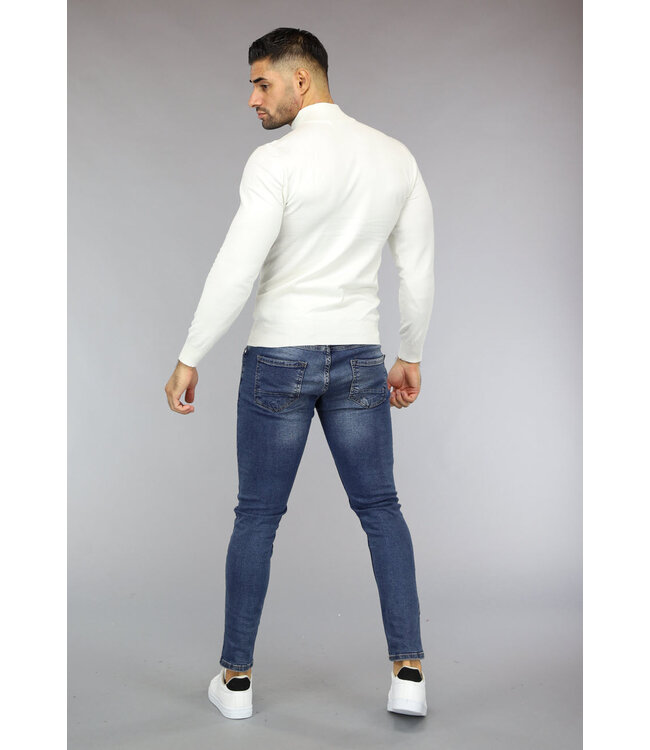 Witte Mannen Turtleneck Trui met Rits