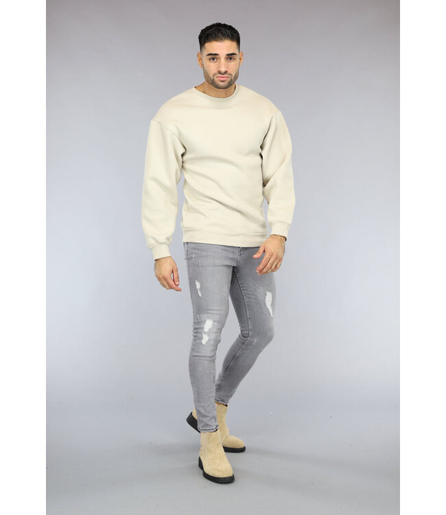Loose Fit Heren Sweater in Beige