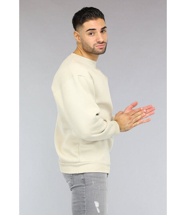 Loose Fit Heren Sweater in Beige