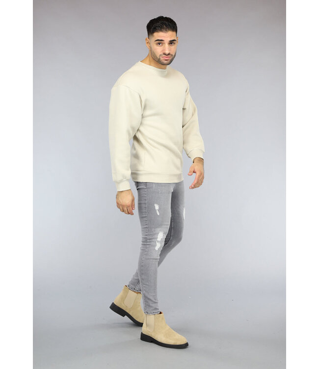 Loose Fit Heren Sweater in Beige