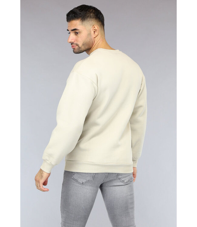 Loose Fit Heren Sweater in Beige