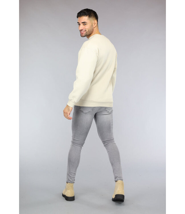 Loose Fit Heren Sweater in Beige
