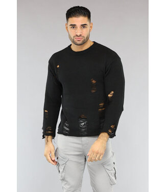 Zwarte Heren Trui met Damaged Look