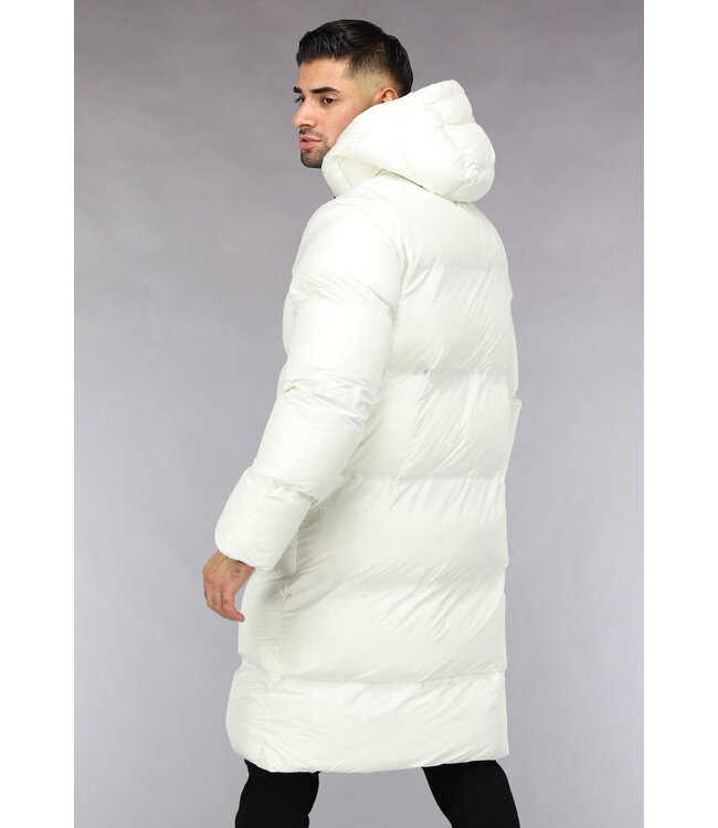 Lange Witte Gewatteerde Heren Winterjas