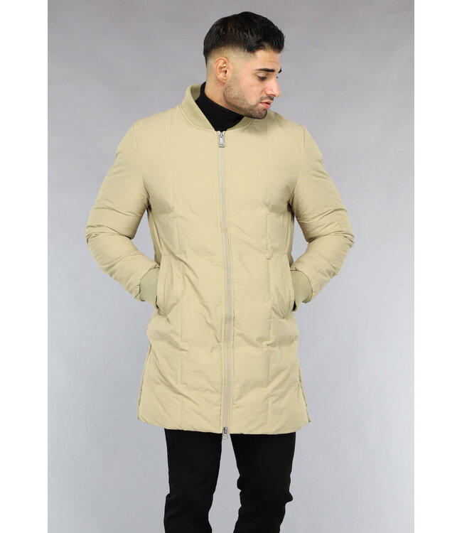 Heren Camel Kleur Winterjas Gewatteerd