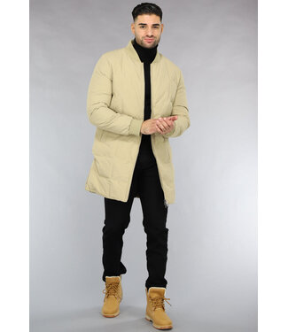 Heren Camel Kleur Winterjas Gewatteerd