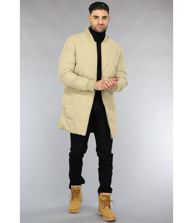 Heren Camel Kleur Winterjas Gewatteerd